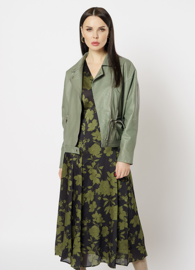 Куртка из эко кожи зеленого цвета модель № 830 универмаг малина