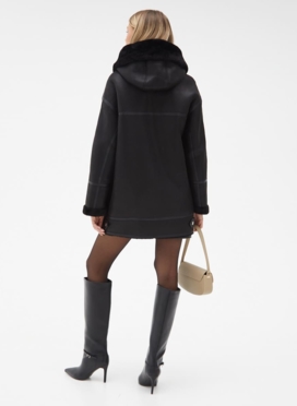 Женская удлиненная дубленка из эко кожи