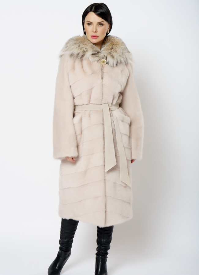 фото Норковая шуба с рысью модель № 1203