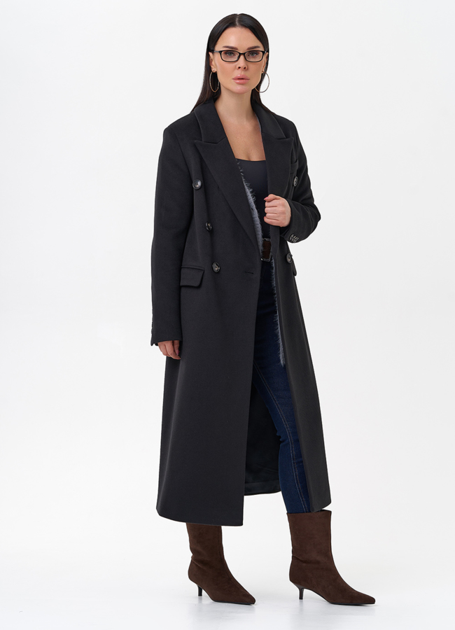 Длинное двубортное пальто с английским воротником модель № 29543 универмаг малина Длинное двубортное пальто с английским воротником модель № 29543 универмаг малина
