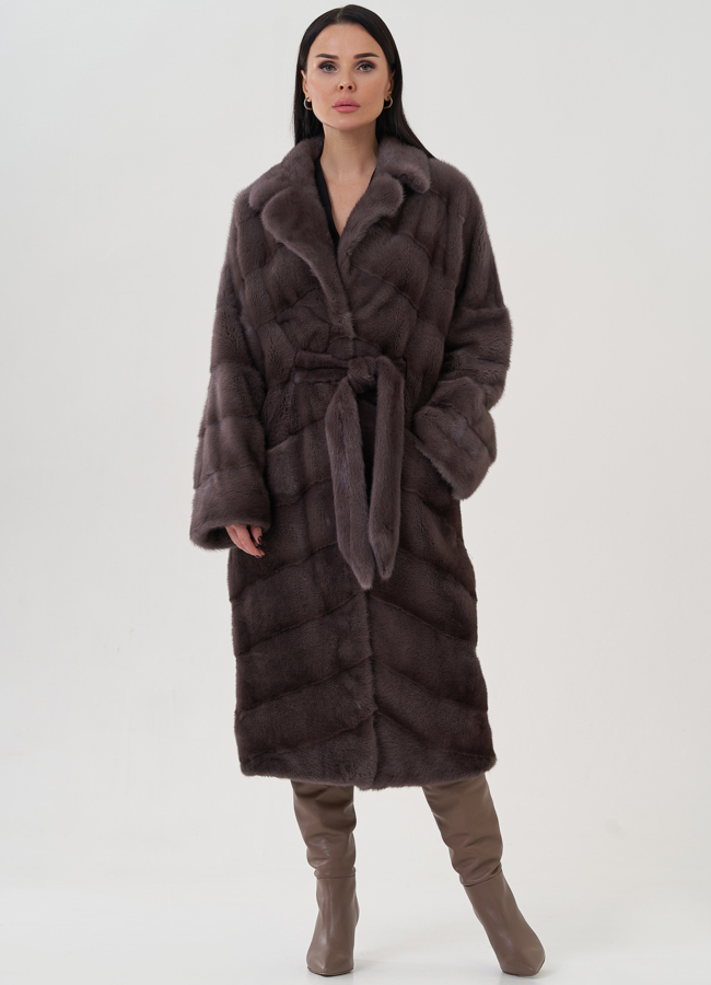 фото Шуба из норки с английским воротником  модель № 24951