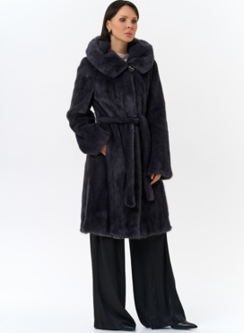 Норковая шуба с поясом