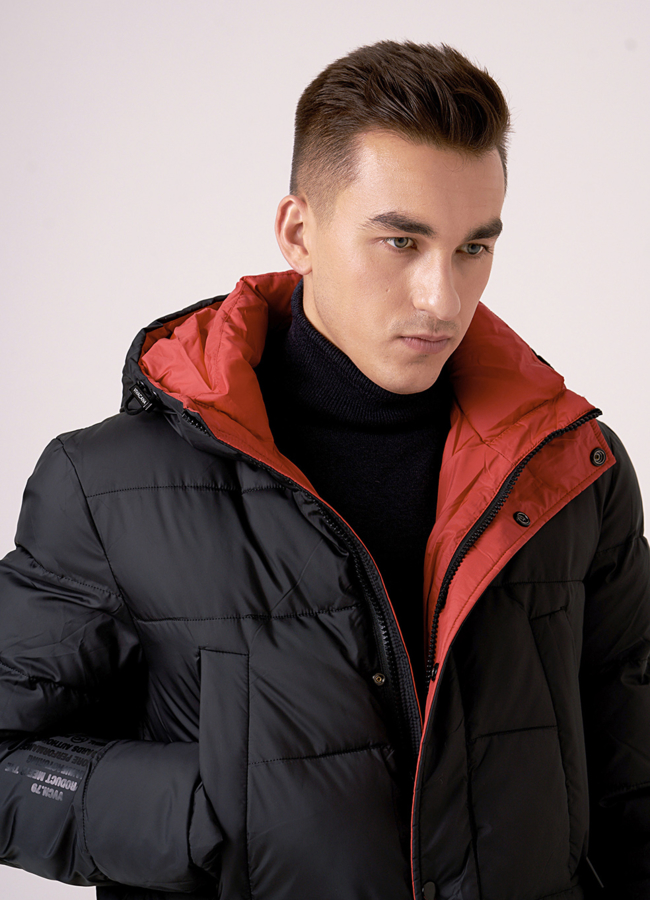 Зимний пуховик удлиненный с капюшоном модель № 0992 универмаг малина