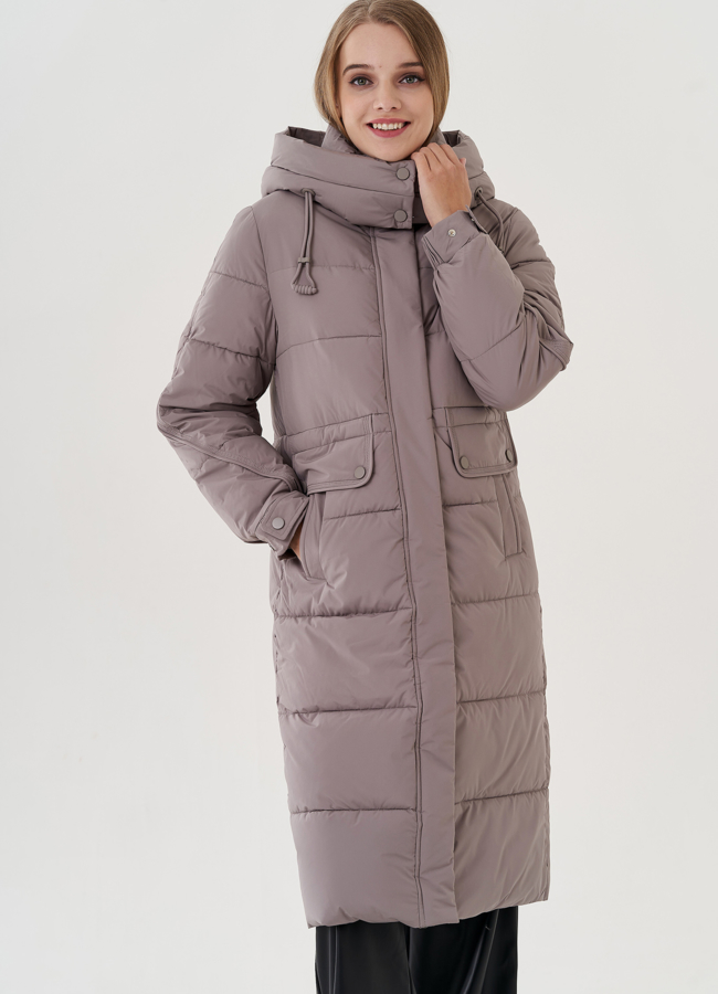 Пуховик женский с капюшоном модель № 25805 меха малина