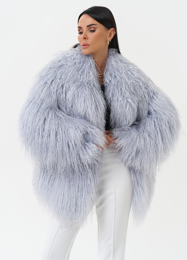 Женская шуба из меха ламы модель № 30633 меха малина Женская шуба из меха ламы модель № 30633 меха малина