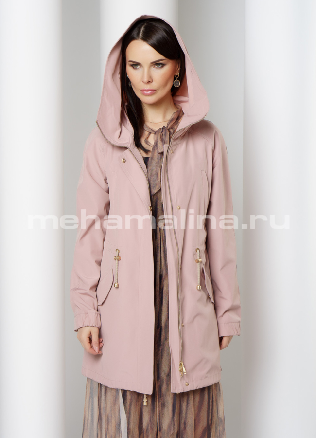 Парка в розовом цвете с меховой отделкой  модель № 12260 универмаг малина