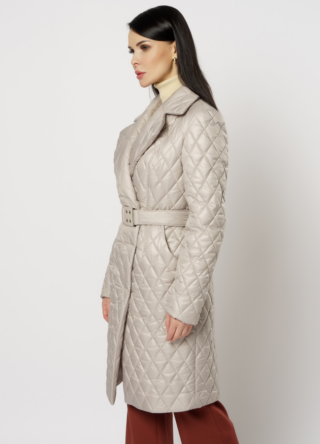 Утепленное женское пальто на поясе модель № 20740 в рассрочку