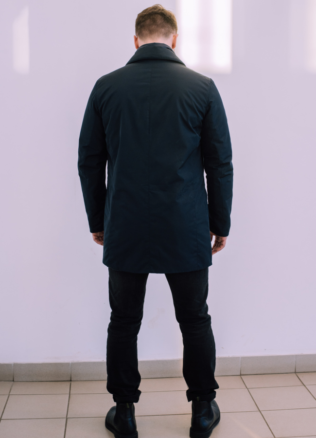 Утепленная мужская куртка синего цвета  модель № 22534 универмаг малина