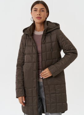 Стеганое пальто с капюшоном