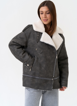 Женская дубленка трансформер из эко замши