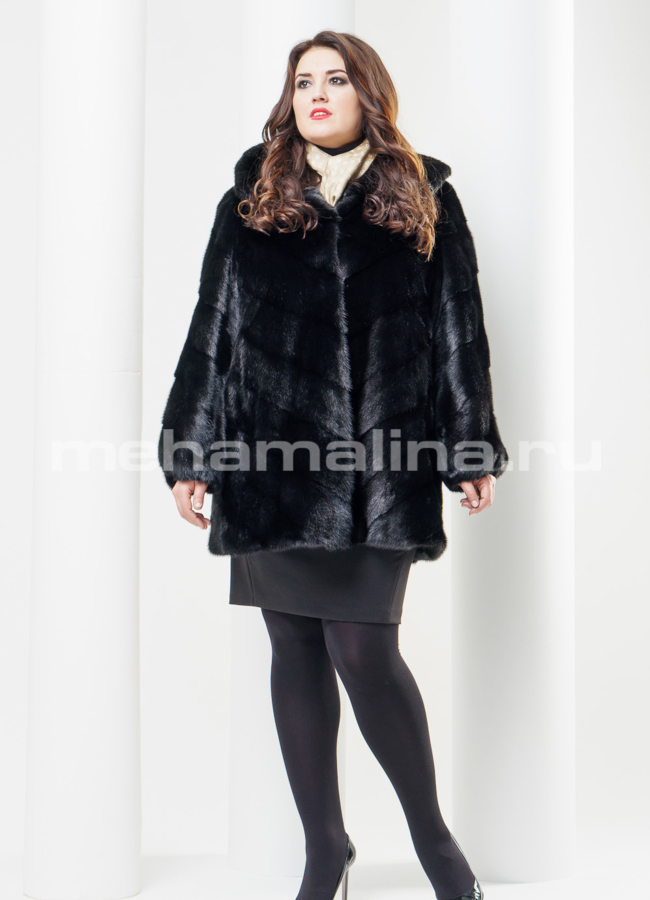 Шуба из норки черного цвета модель № S-411 в кредит