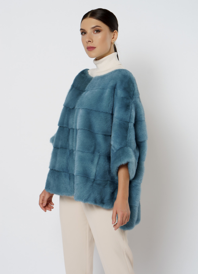 Короткая шуба на молнии модель № 1211 меха малина