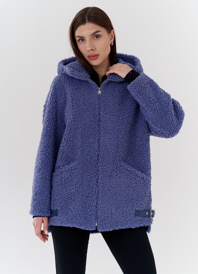 Женская куртка из искусственного меха в синем цвете модель № 24324 в кредит