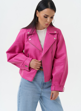 Куртка косуха из эко кожи розового цвета