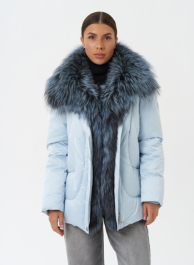 Пуховик с мехом чернобурки