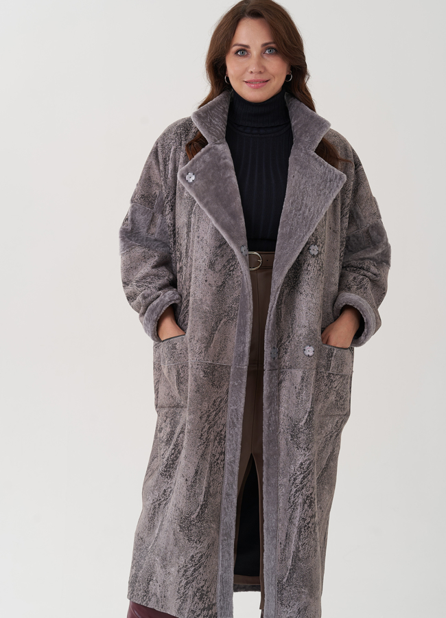 Женская дубленка с воротником стойка модель № 82473 универмаг малина