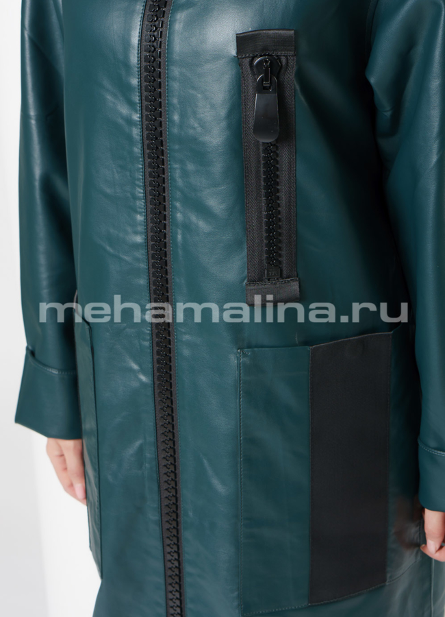 Плащ из эко кожи с капюшоном на молнии модель № 18015 в рассрочку