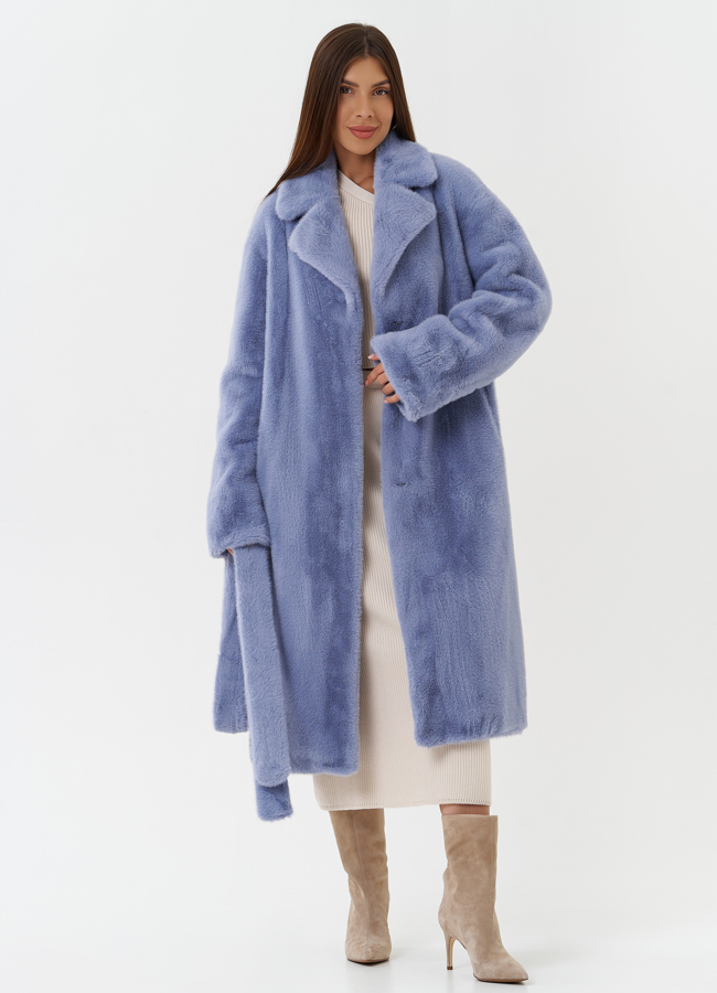 Пальто из эко меха с английским воротником модель № 27723 универмаг малина