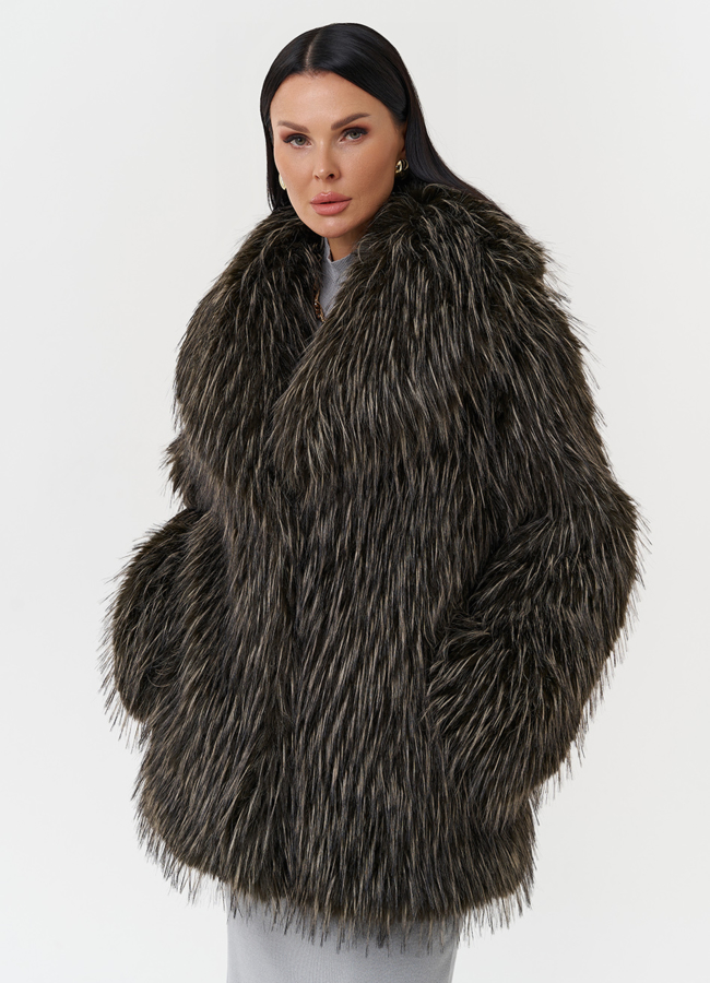 Шуба из эко меха под лису модель № 28683 в кредит