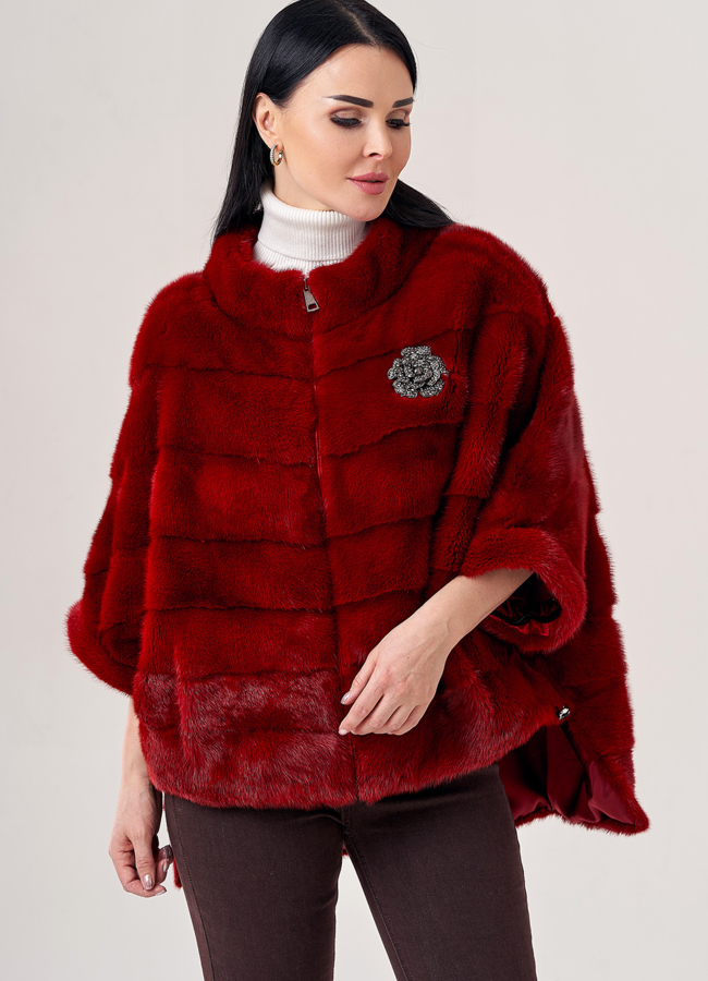 Короткая шуба из норки на молнии  модель № 23711 универмаг малина