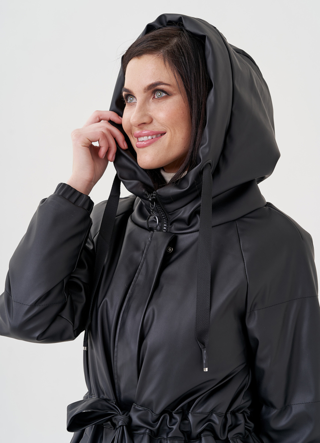 Женский плащ из эко кожи на утеплении модель № 397 универмаг малина