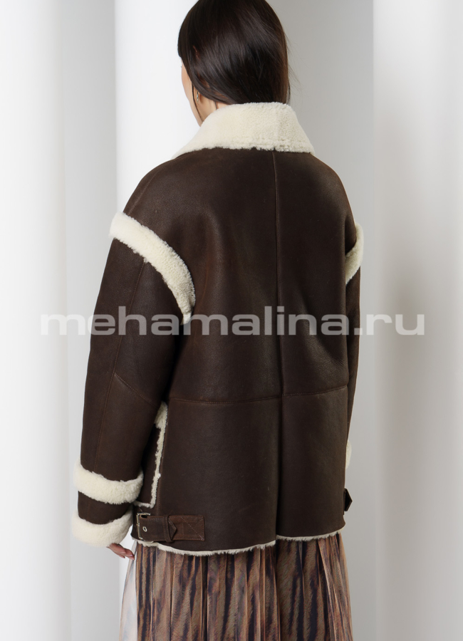 фото Дубленка на молнии с отложным воротником модель № 5833