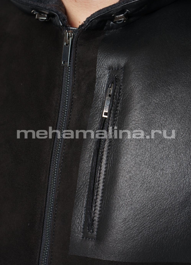 Дубленка на молнии с капюшоном модель № DM-124 универмаг малина