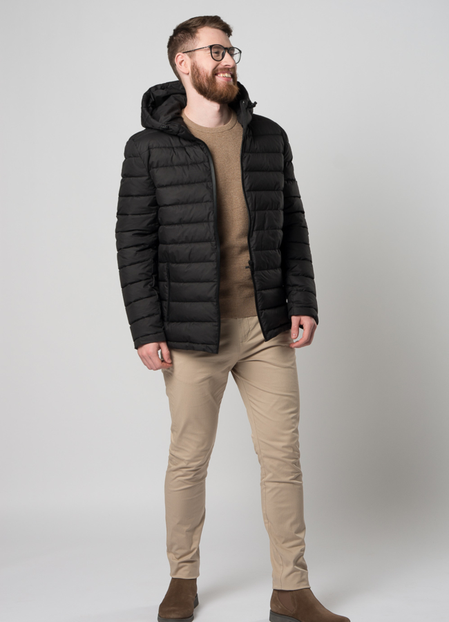 Мужская утепленная куртка с капюшоном модель № M9033 в кредит