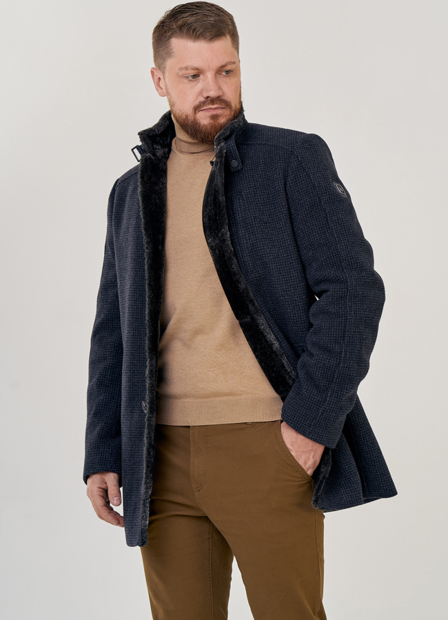 Утепленное мужское пальто модель № 23215 универмаг малина