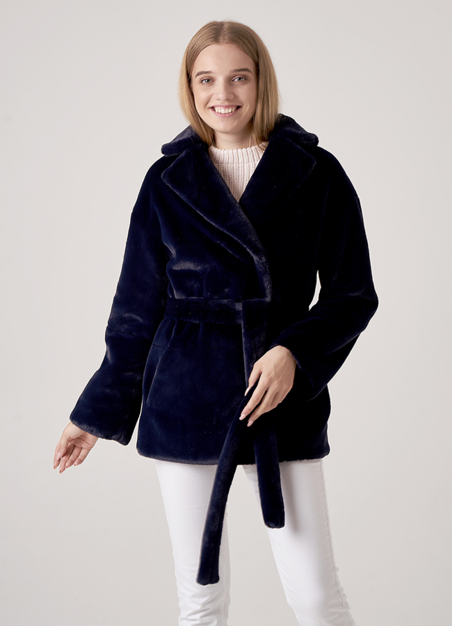 Укороченная шуба из эко меха модель № 18397 универмаг малина