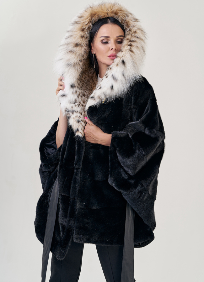 Шуба из норки с рысью модель № 78846 универмаг малина