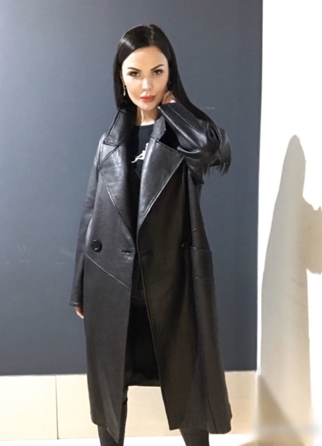 Френч женский из натуральной кожи модель № 8132 меха малина