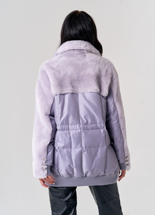 фото Женский комбинированный пуховик  модель № 21557