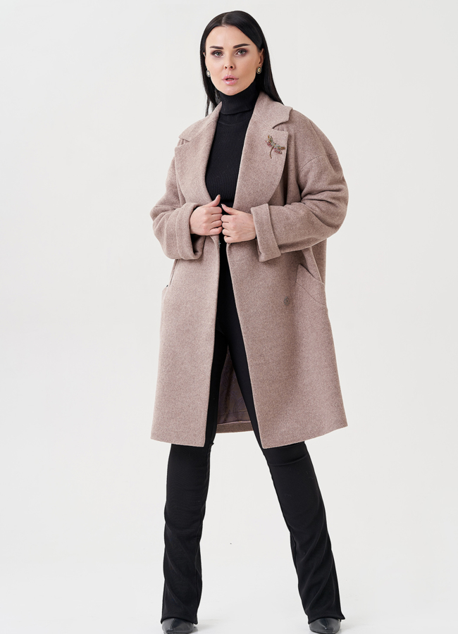 Женское пальто в коричневом цвете модель № 23961 универмаг малина