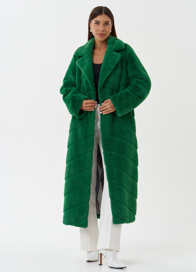 Пальто из эко меха с английским воротником модель № 26675 универмаг малина