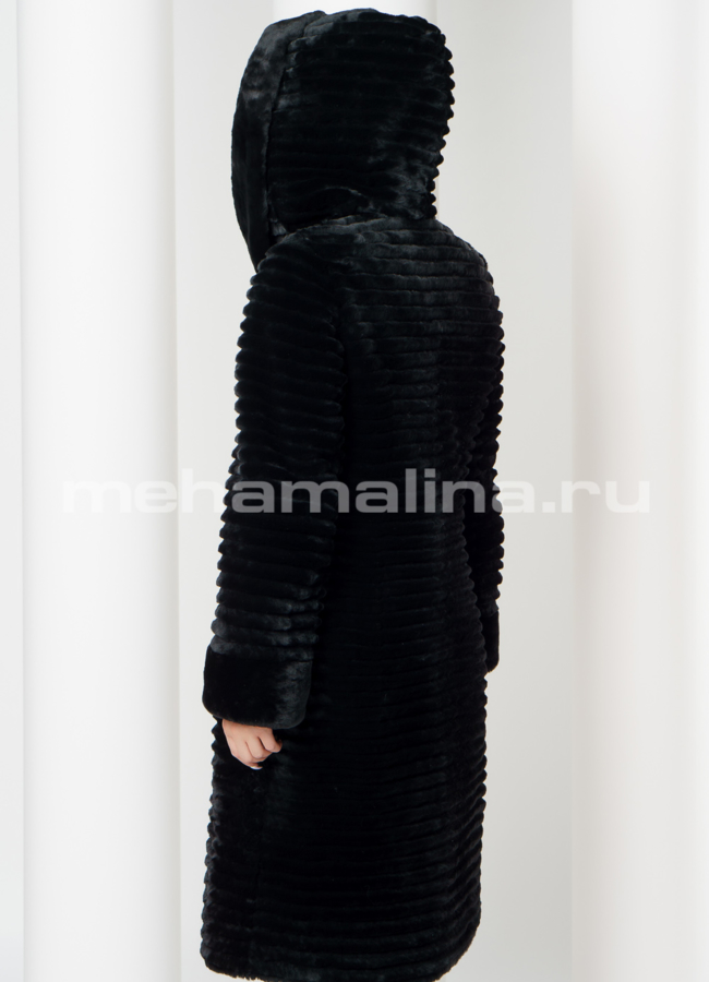 Черная шуба модель № S-605 в кредит