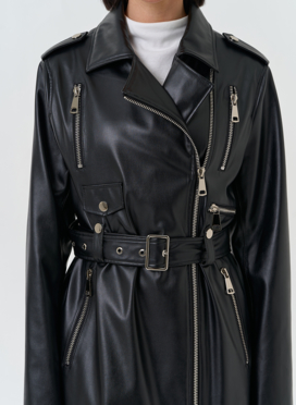 Женский длинный плащ из эко кожи 