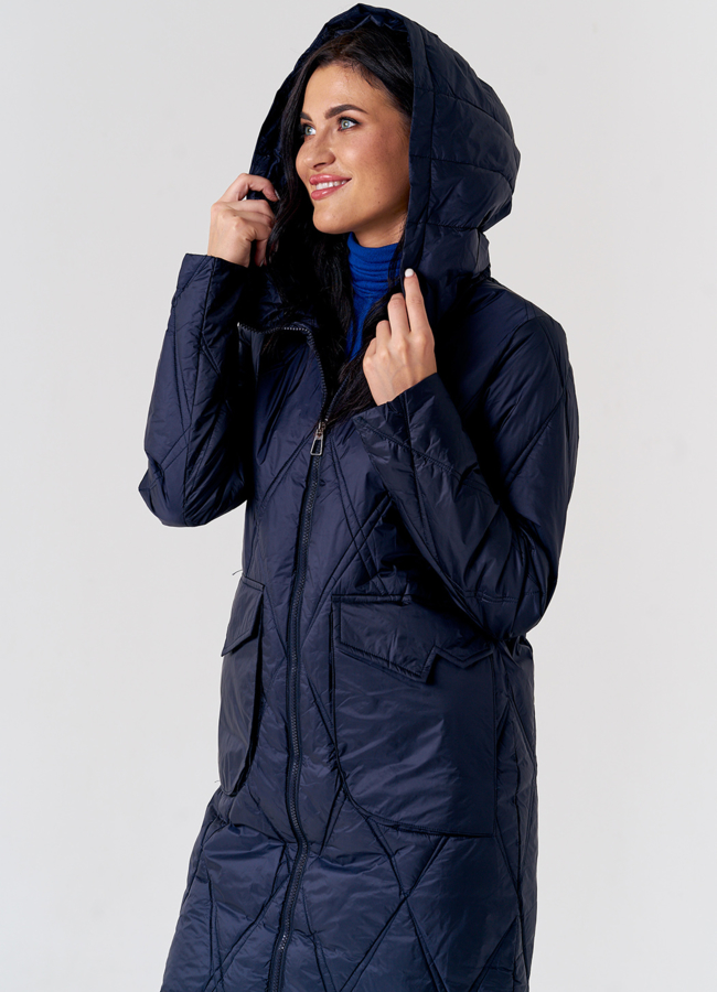 Стеганое полупальто в синем цвете модель № 21580 в рассрочку