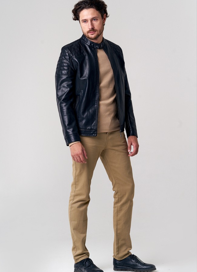 Куртка из эко кожи черного цвета модель № 1902 универмаг малина