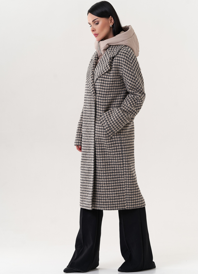 Пальто со съемным капюшоном модель № 25074 в кредит