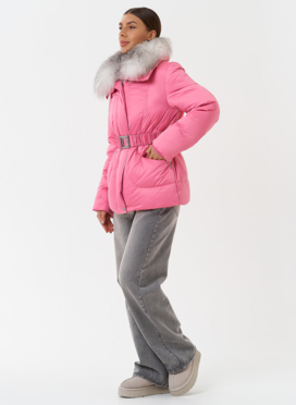 Пуховик с мехом чернобурки