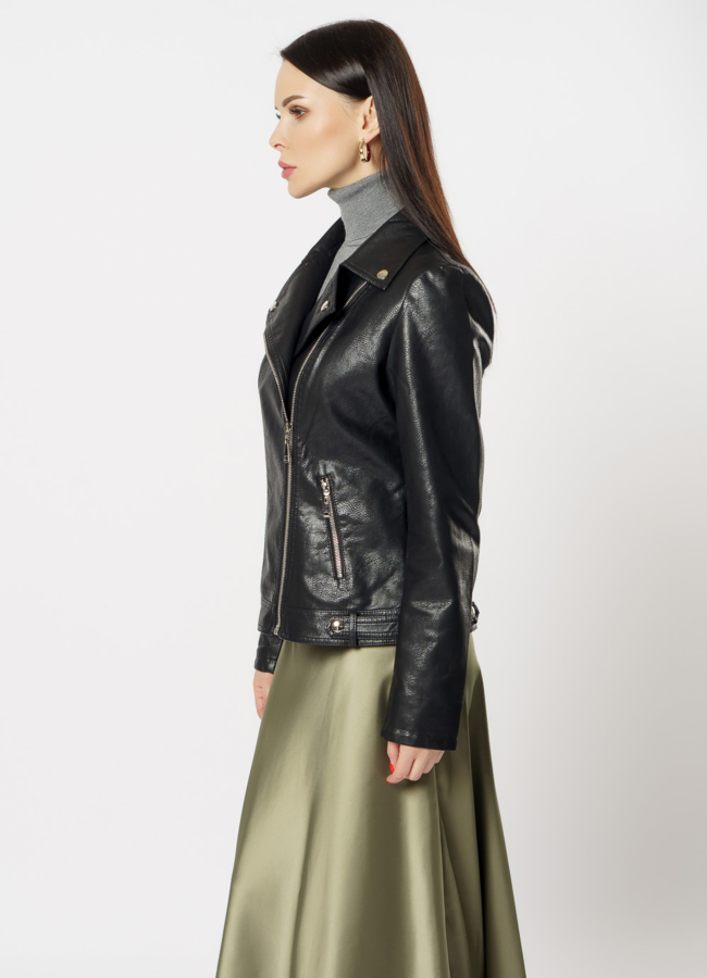 Куртка из эко кожи черного цвета модель № 22695 универмаг малина