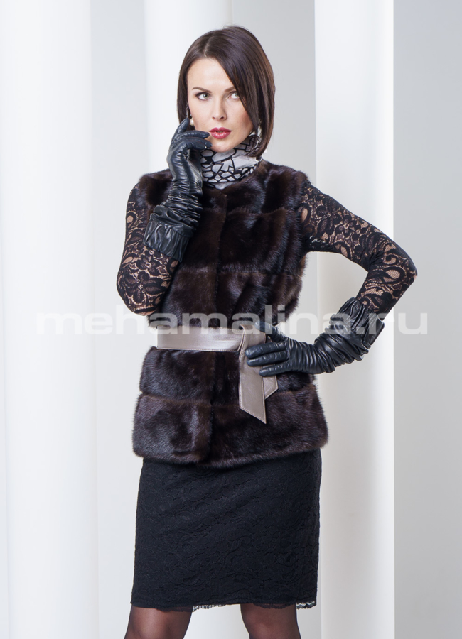 Норковая шуба со съемными элементами, цвет коричневый модель № S-296 универмаг малина