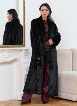 Женская длинная шуба из меха норки