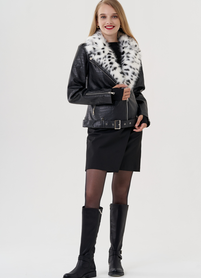 Женская косуха в черном цвете модель № 24907 в кредит