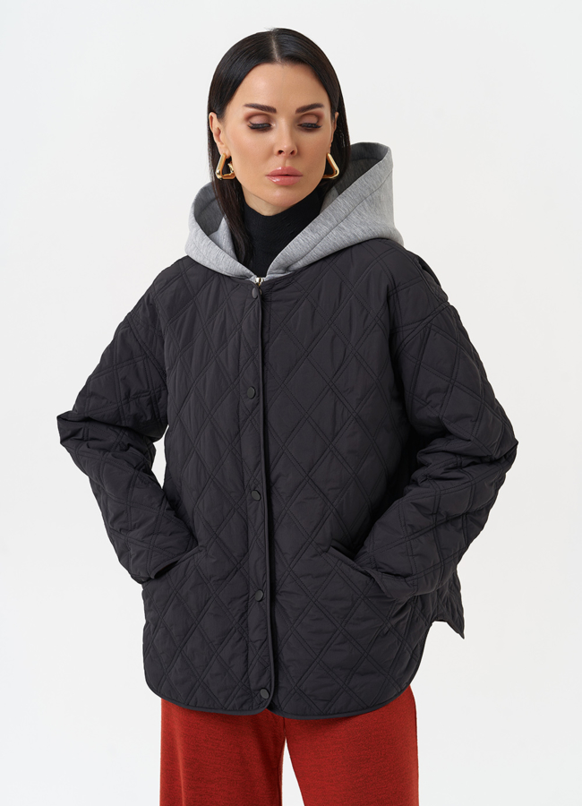 Женская куртка со съемным трикотажным капюшоном модель № 30044 универмаг малина