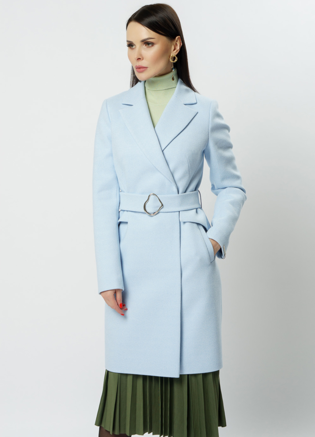 Женское приталенное пальто модель № 049/4 меха малина