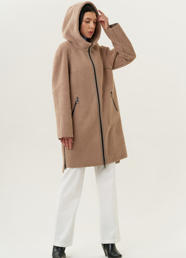 Женское двустороннее пальто из эко замши модель № 22311 в рассрочку