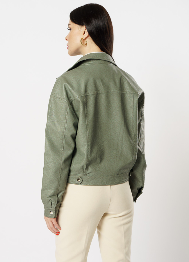 Куртка из эко кожи зеленого цвета модель № 169 универмаг малина