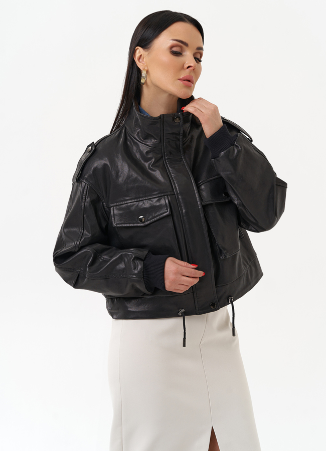 Женская куртка бомбер из натуральной кожи модель № 30096 универмаг малина